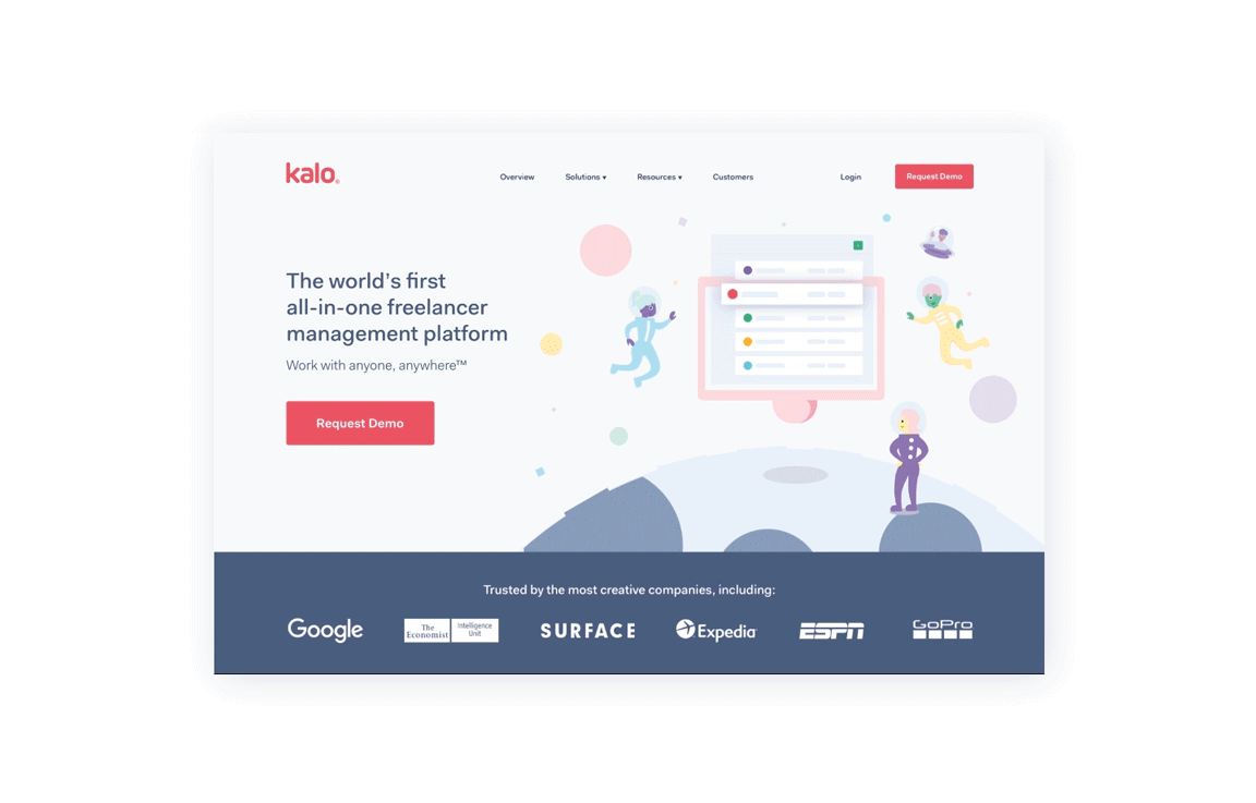 Kalo marketing homepage in motion