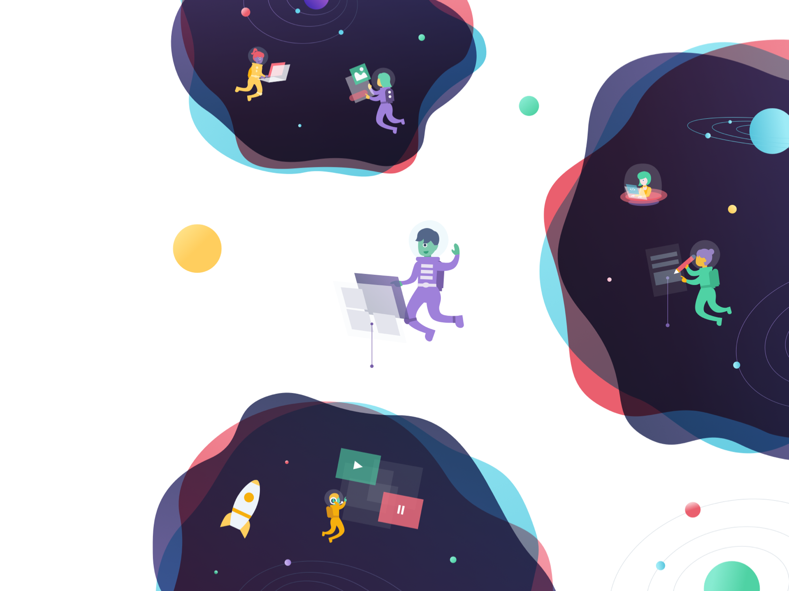 Kalo Universe — astronaut characters in space pods