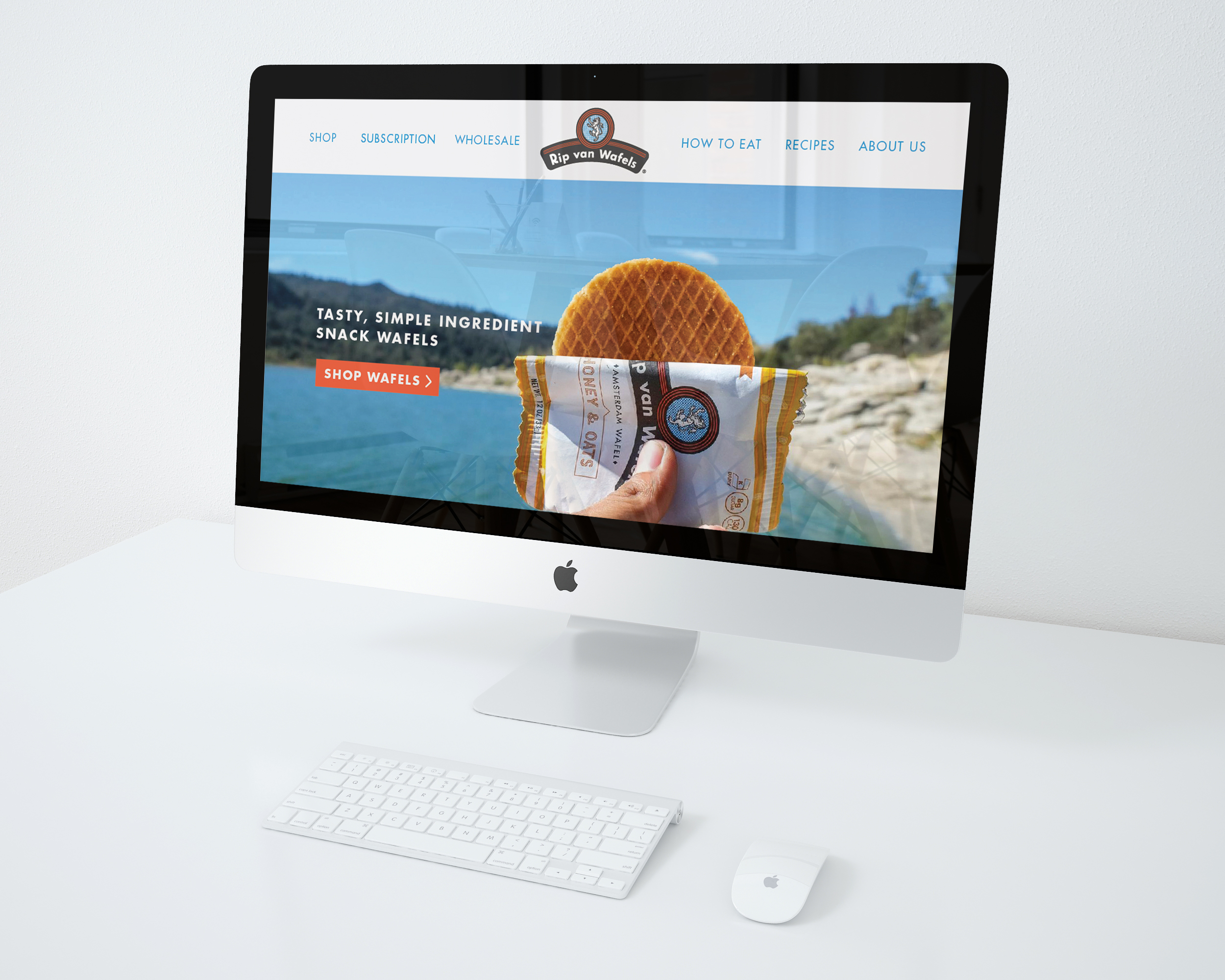 Rip van Wafels homepage on an iMac