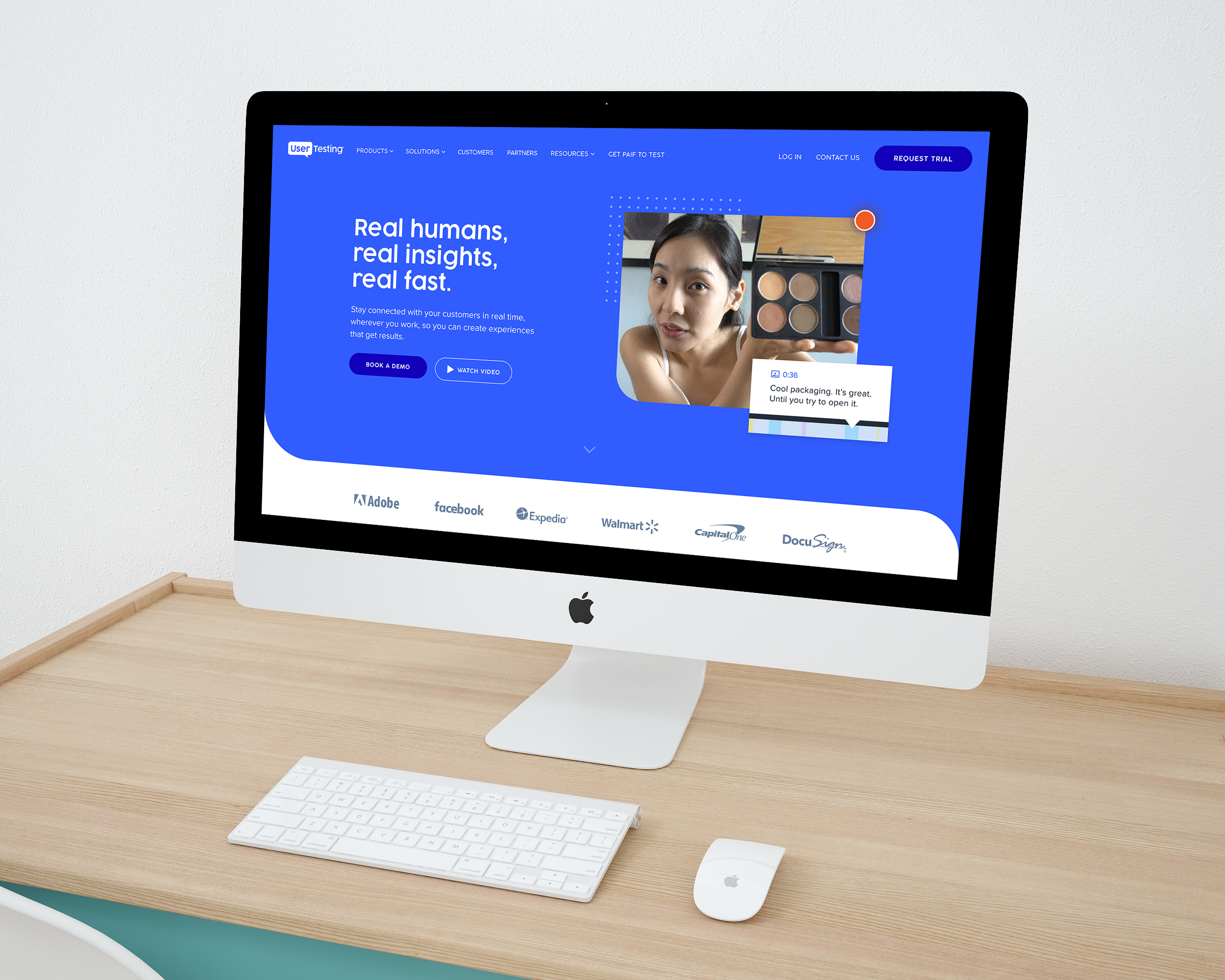 UserTesting refreshed homepage on an iMac